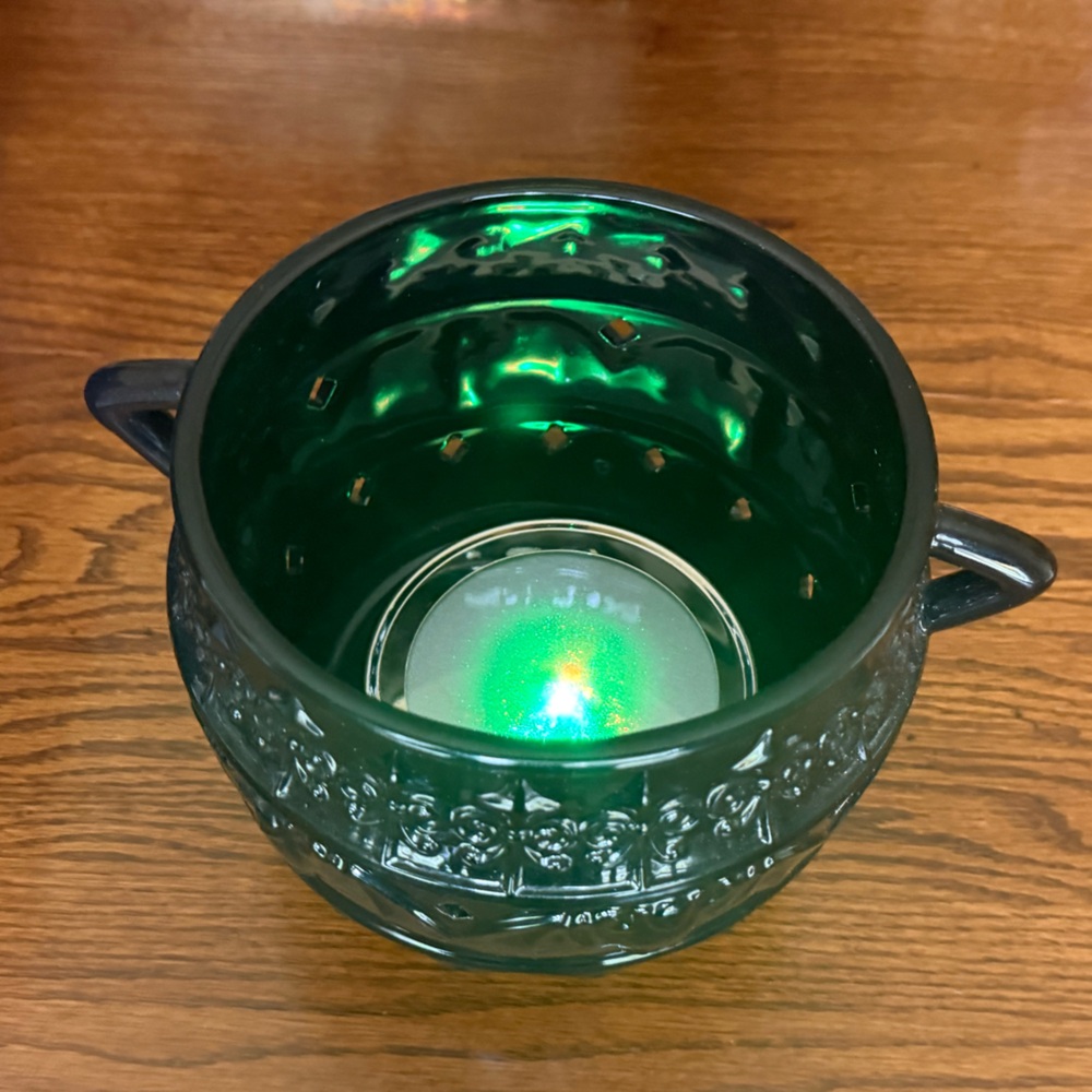PartyLite Halloween Spellbound Cauldron Jar Holder Black and Color Changing Base - Picture 13 of 15